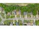 Overhead shot of a residential area featuring lush greenery, well-kept lawns, and neatly arranged houses at 7020 Grand View Way, Suwanee, GA 30024