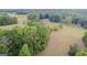 Aerial view highlighting vast property with lush greenery and mature trees surrounding the house at 877 Honey Creek Rd, Mcdonough, GA 30252