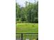 A lush backyard features green grass, trees, and wildlife, offering a serene view from the home at 155 Green Meadow Ln, Fayetteville, GA 30215