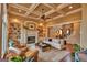 Cozy living room with a fireplace, built-in bookshelves, and coffered ceilings at 1345 Cashiers Way, Roswell, GA 30075