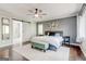 Elegant bedroom with a plush bed, ensuite bathroom access, and neutral decor at 8575 Haven Wood Trl, Roswell, GA 30076