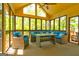 Cozy sunroom with vaulted ceilings, offering views of the trees and surrounding nature at 8575 Haven Wood Trl, Roswell, GA 30076