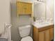 Traditional-style bathroom featuring a wooden vanity, toilet, and a medicine cabinet above the sink at 6942 Cottonwood Trl, Riverdale, GA 30296