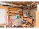 Unfinished basement area featuring shelving, lighting, and storage solutions at 17 Hampton Way, Carrollton, GA 30116