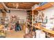Unfinished basement area perfect for storage or hobbies with wooden beams at 17 Hampton Way, Carrollton, GA 30116
