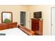 Bedroom featuring a television, natural light, wood floors, and warm tones at 17 Hampton Way, Carrollton, GA 30116