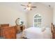Bedroom featuring a vaulted ceiling, and an arched window at 3533 Saddlebrook Dr, Loganville, GA 30052