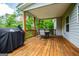 Cozy covered patio with wooden deck, table, chairs, and a grill, great for gatherings at 137 River Birch Dr, Carrollton, GA 30116