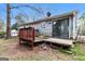 Backyard with wooden deck, sliding glass door, and visible foundation requires repair at 8005 Big Rock Dr, Douglasville, GA 30134