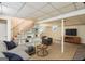 Finished basement with stairs, built-in shelving and media center at 1749 Creat Se Trl, Smyrna, GA 30080