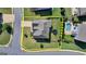 Aerial view of an immaculate home featuring a pool, a yard, and a yellow border at 7575 Old Camp Lndg, Cumming, GA 30040