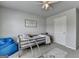 Neutral bedroom with a modern ceiling fan and gray ladder bed at 7575 Old Camp Lndg, Cumming, GA 30040
