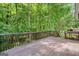 View of the wooden back deck overlooking a private backyard and lush wooded area, perfect for outdoor enjoyment at 2967 Albright Commons, Kennesaw, GA 30144