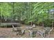 Back yard with a firepit and seating for outdoor enjoyment at 908 Huntington Pl, Peachtree City, GA 30269