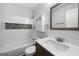 Modern bathroom with updated vanity, tiled shower and tub at 142 Pebblebrook Way, Temple, GA 30179