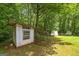 Storage sheds in the private, tree-filled backyard at 40 Salem Ct, Mcdonough, GA 30252