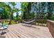Spacious deck area with a hammock and view to backyard play area is perfect for relaxing and entertaining at 1130 S Rudder Rd, Cumming, GA 30041