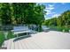 Lake dock with benches, offering relaxing waterfront views of tranquil waters and the surrounding forest at 1130 S Rudder Rd, Cumming, GA 30041
