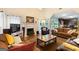 Inviting living room boasts a fireplace, wood floors, and an abundance of seating at 115 Roscommon Ct, Tyrone, GA 30290