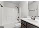 Bathroom with bathtub and shower combo, toilet and sink at 162 Aylesbury Blvd, Mcdonough, GA 30252