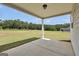 Covered back patio with an open backyard and view of trees at 715 Colvin Dr, Locust Grove, GA 30248