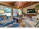 Inviting living room featuring a ceiling fan and large windows that flood the space with natural light at 3449 Archwood Dr, Doraville, GA 30340