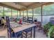 Enclosed porch with a wooden dining table, seating and an abundance of natural light at 3449 Archwood Dr, Doraville, GA 30340