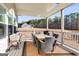 Covered porch showcasing outdoor dining set, offering a perfect spot for entertaining with picturesque backyard views at 1721 Mcgarity Rd, Temple, GA 30179