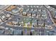 Aerial neighborhood view highlighting one home with a yellow border at 1006 Fendley St, Woodstock, GA 30188