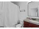 Compact bathroom with granite vanity, toilet, and bathtub with shower for everyday convenience at 2265 Venture Dr, Marietta, GA 30062
