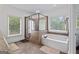 Bright bathroom with glass shower enclosure and soaking tub at 2265 Venture Dr, Marietta, GA 30062