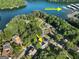 An aerial view shows the property's proximity to Bald Ridge Marina, nestled amidst lush greenery near a lake at 1875 Bernice Dr, Cumming, GA 30041
