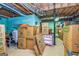 Unfinished basement with exposed ductwork and storage boxes at 130 Brooklet Way, Brooks, GA 30205