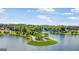 Picturesque aerial view of the lake community surrounded by lush greenery and beautiful waterfront homes at 2058 Sewanee Ct, Villa Rica, GA 30180
