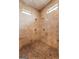 Luxury shower with multi-spray heads, neutral tile, bench seating, and natural light from high windows at 228 Indian Creek Rd, Locust Grove, GA 30248