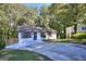 Landscaped front yard leads to a charming single-story home with a new concrete driveway and a wooded backdrop at 2066 Tidwell Trl, Stone Mountain, GA 30088