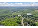 Aerial view of Dacula, GA showcasing the neighborhood, main roads and home location amid lush greenery at 770 River Cove Dr, Dacula, GA 30019