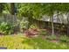 Secluded backyard sitting area with foliage and wooden fence at 770 River Cove Dr, Dacula, GA 30019