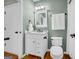 Bathroom featuring white vanity, with white marble countertop, and tile flooring at 770 River Cove Dr, Dacula, GA 30019