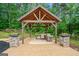 Outdoor kitchen with built-in grill, sink, fridge, stone accents, and outdoor fire pits at 1212 Lee Whatley Dr, Lithonia, GA 30058