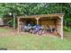 A shed is shown here storing an ATV and other tools, offering practical outdoor storage at 1125 Babbs Mill Rd, Hampton, GA 30228