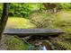 Wood bridge spanning a stream amidst lush green surroundings of the home at 3258 South Mckoy Rd, Villa Rica, GA 30180