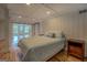 Bright bedroom with hardwood floors, barn door to bathroom, and large windows at 22 Waters Bridge Cir, Covington, GA 30014