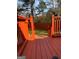 A backyard is visible through a brightly painted deck at 3479 Thompson Nw Dr, Atlanta, GA 30331