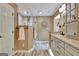 This updated bathroom includes new vanity and luxurious glass enclosed shower at 104 Whisper Trce, Peachtree City, GA 30269