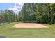 Community volleyball court features manicured lawn, tall trees, and tennis court nearby at 112 Windalier Rdg, Peachtree City, GA 30269