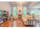 Spacious living room featuring a fireplace, vaulted ceilings and views to the kitchen at 2022 Maple Ridge, Acworth, GA 30101