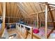 Unfinished attic space with wooden framing, insulation, and storage capacity at 110 Woodland Rd, Fayetteville, GA 30214