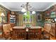 Cozy dining room features a chandelier and a scenic view of the outdoors through a large window at 110 Woodland Rd, Fayetteville, GA 30214