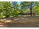 Long driveway leading to a brick house surrounded by mature trees and natural landscaping at 110 Woodland Rd, Fayetteville, GA 30214